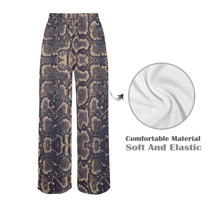 Snake Skin Pattern Print Women's Wide Leg Lounge Pants