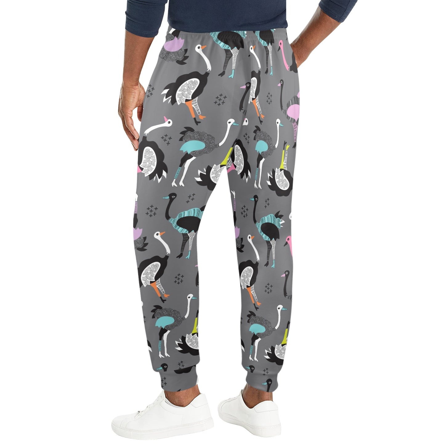 Ostrich Pattern Print Design 01 Men's Casual Track Pants