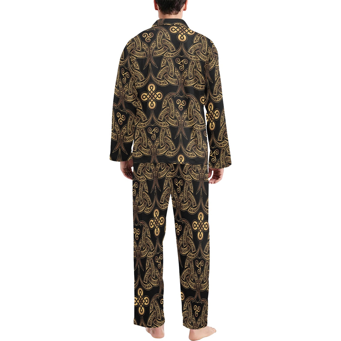 Celtic Knot Gold Design Men's Long Pajama Set
