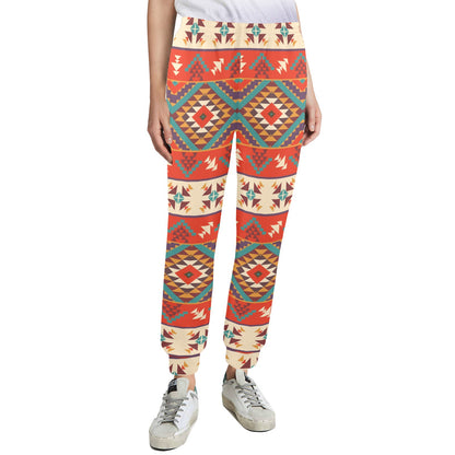 Aztec Red Print Pattern Women's Casual Track Pants