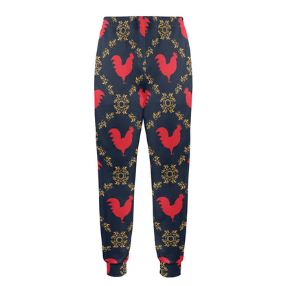 Rooster Pattern Print Design A02 Men's Casual Track Pants