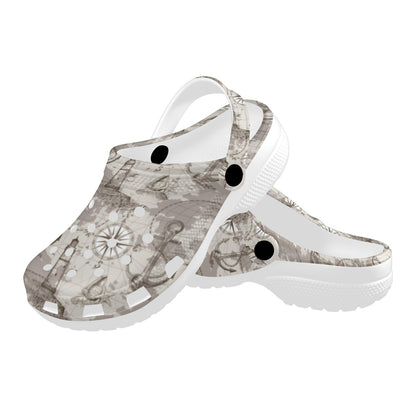 Nautical Map Design Themed Print Unisex Clogs Shoes