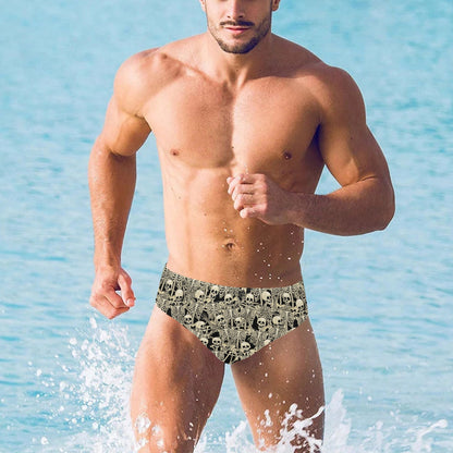 Skeleton Design Print Men's Swimming Briefs