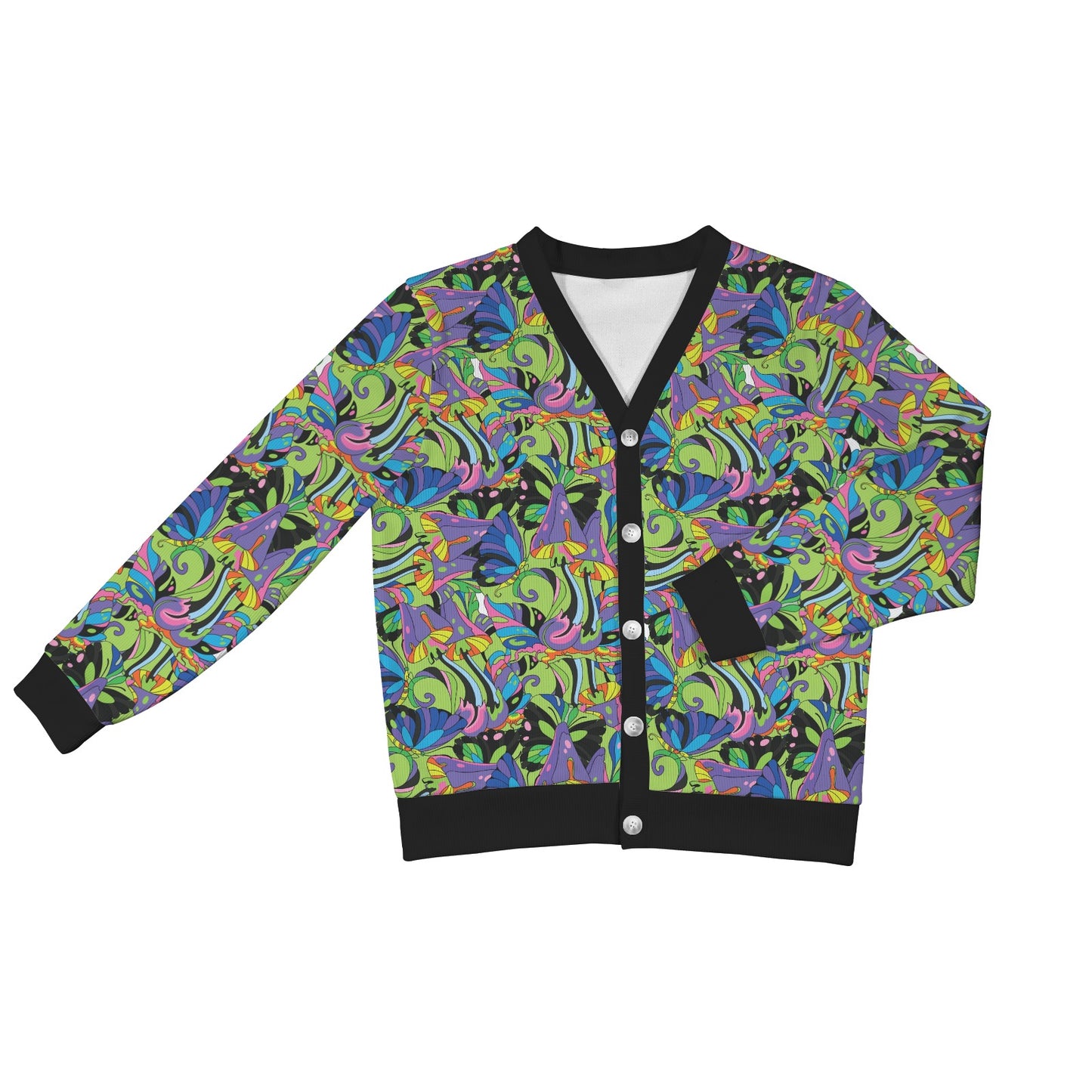 Psychedelic Trippy Mushroom Themed Women's Cardigan