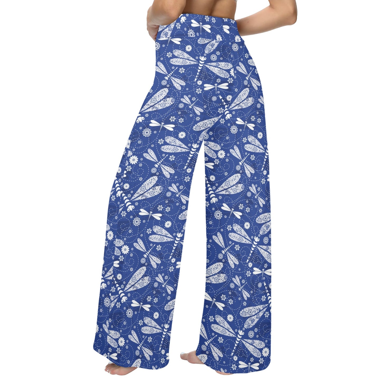 Dragonfly Pattern Print Design 03 Women's Wide Leg Lounge Pants