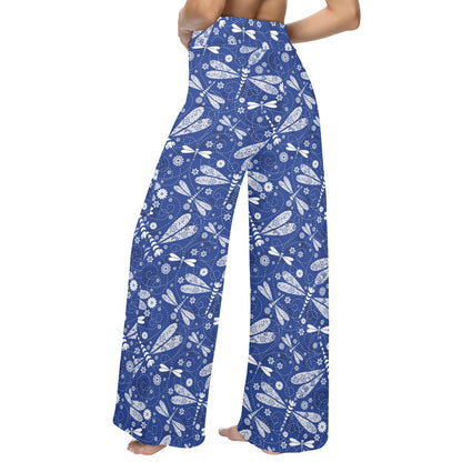 Dragonfly Pattern Print Design 03 Women's Wide Leg Lounge Pants