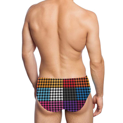 Houndstooth Colorful Pattern Print Design 01 Men's Swimming Briefs