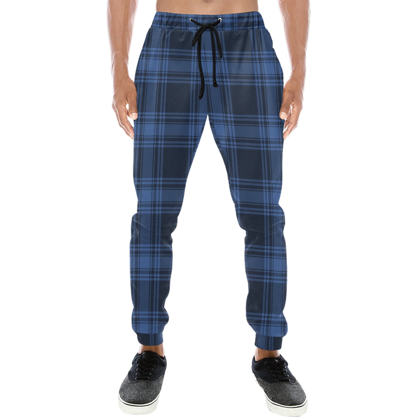 Tartan Blue Print Design LKS304 Men's Sweatpants