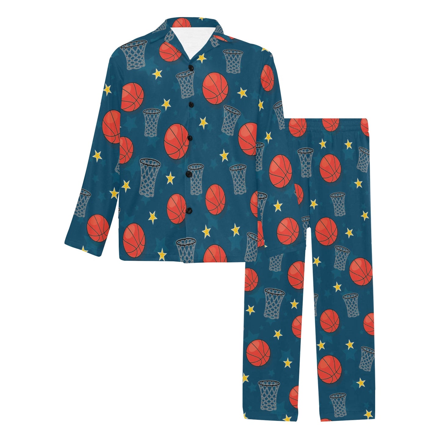 Basketball Classic Print Pattern Men's Long Pajama Set