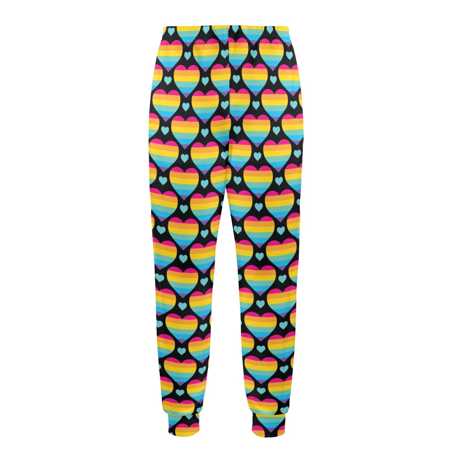 Rainbow Heart Print Pattern Men's Casual Track Pants
