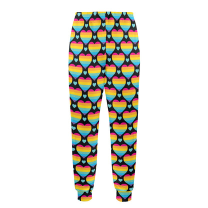 Rainbow Heart Print Pattern Men's Casual Track Pants