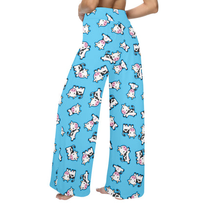 Cow Pattern Print Design 01 Women's Wide Leg Lounge Pants