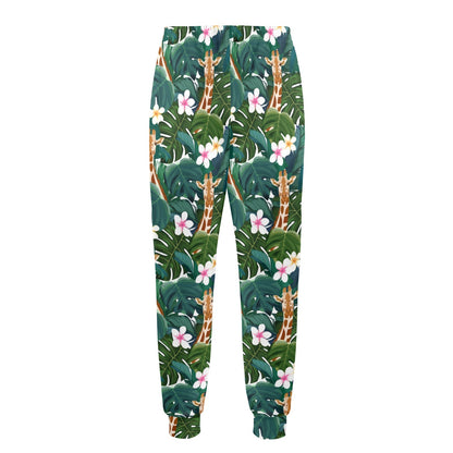 Giraffe Jungle Design Print Men's Casual Track Pants