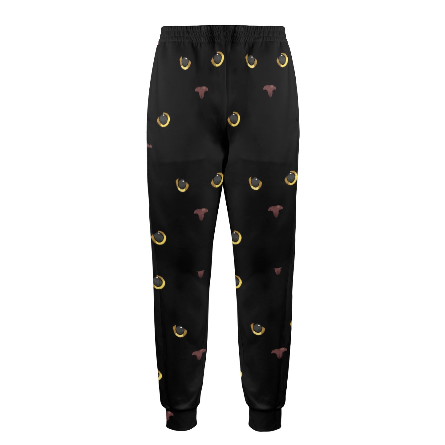 Black Cat Face Print Pattern Men's Casual Track Pants