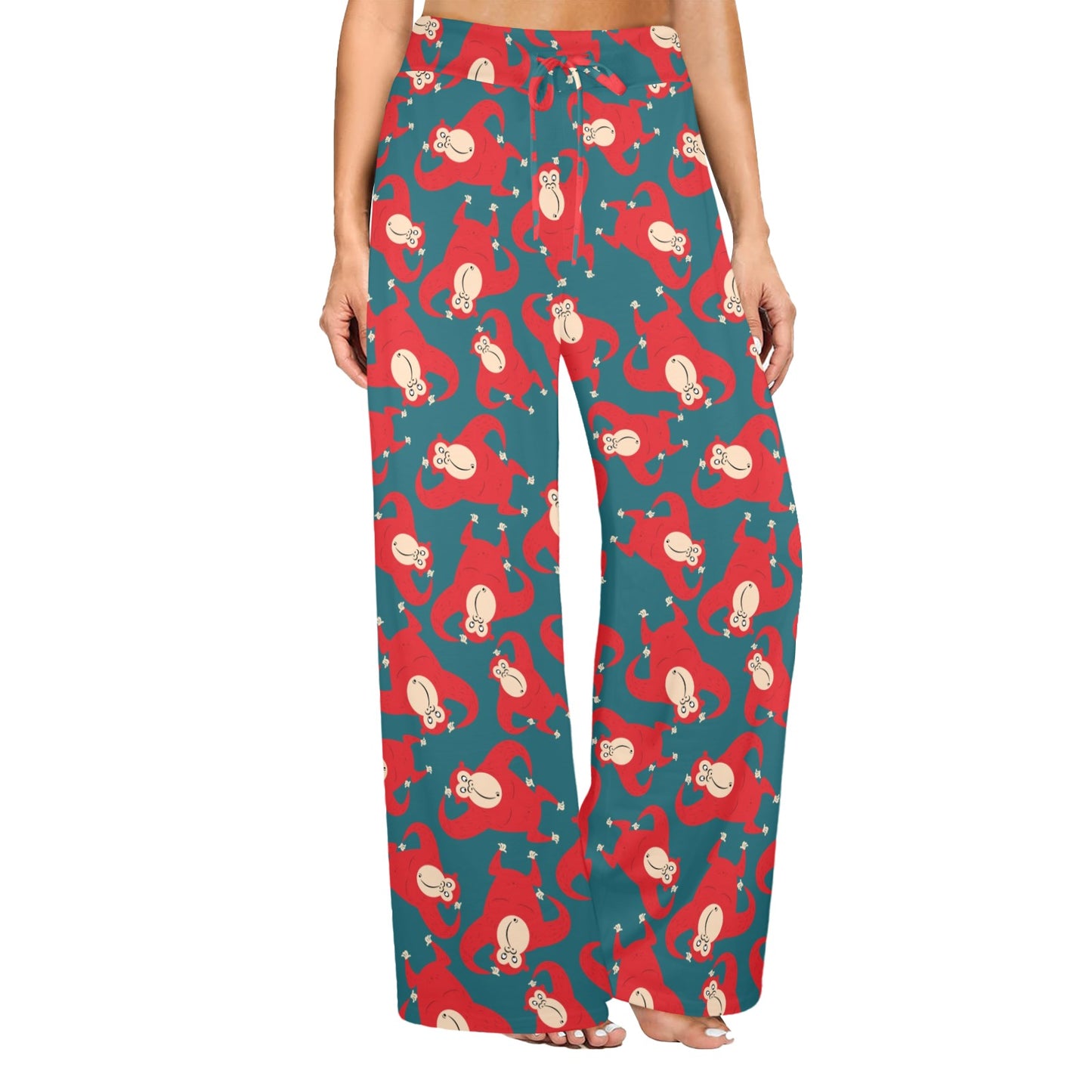 Chimpanzee Pattern Print Design 04 Women's Wide Leg Lounge Pants