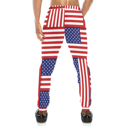 Patriotic US Flag Pattern Print Design A01 Men's Sweatpants