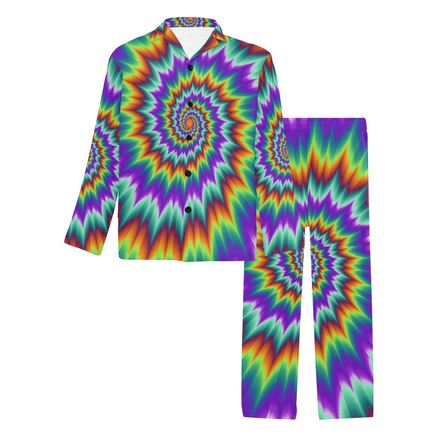 Optical illusion Pulsing fiery spirals Men's Long Pajama Set