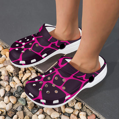 Giraffe Pink Background Texture Print Unisex Clogs Shoes