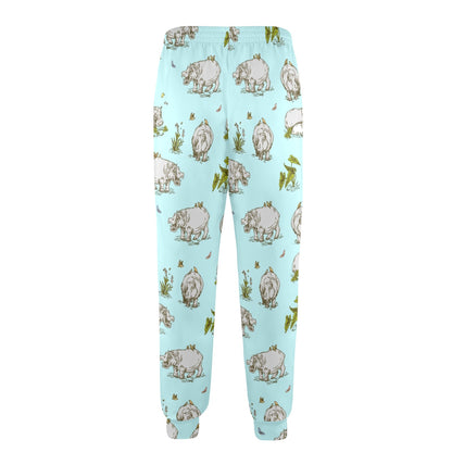 Hippo Design Print Pattern JJ0348 Men's Casual Track Pants
