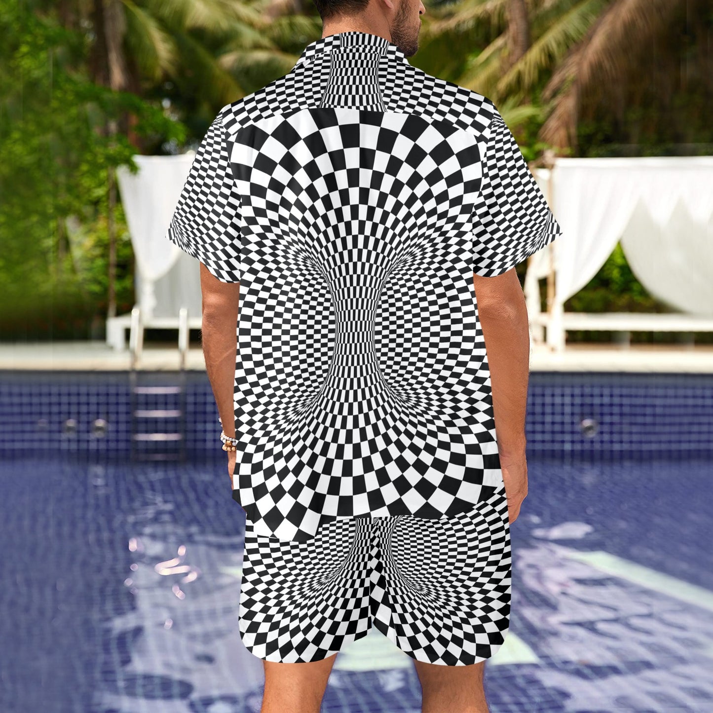 Optical illusion Projection Torus Men's Beach Shirt and Shorts Set