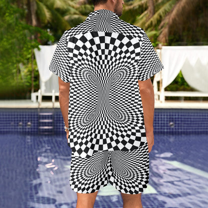 Optical illusion Projection Torus Men's Beach Shirt and Shorts Set