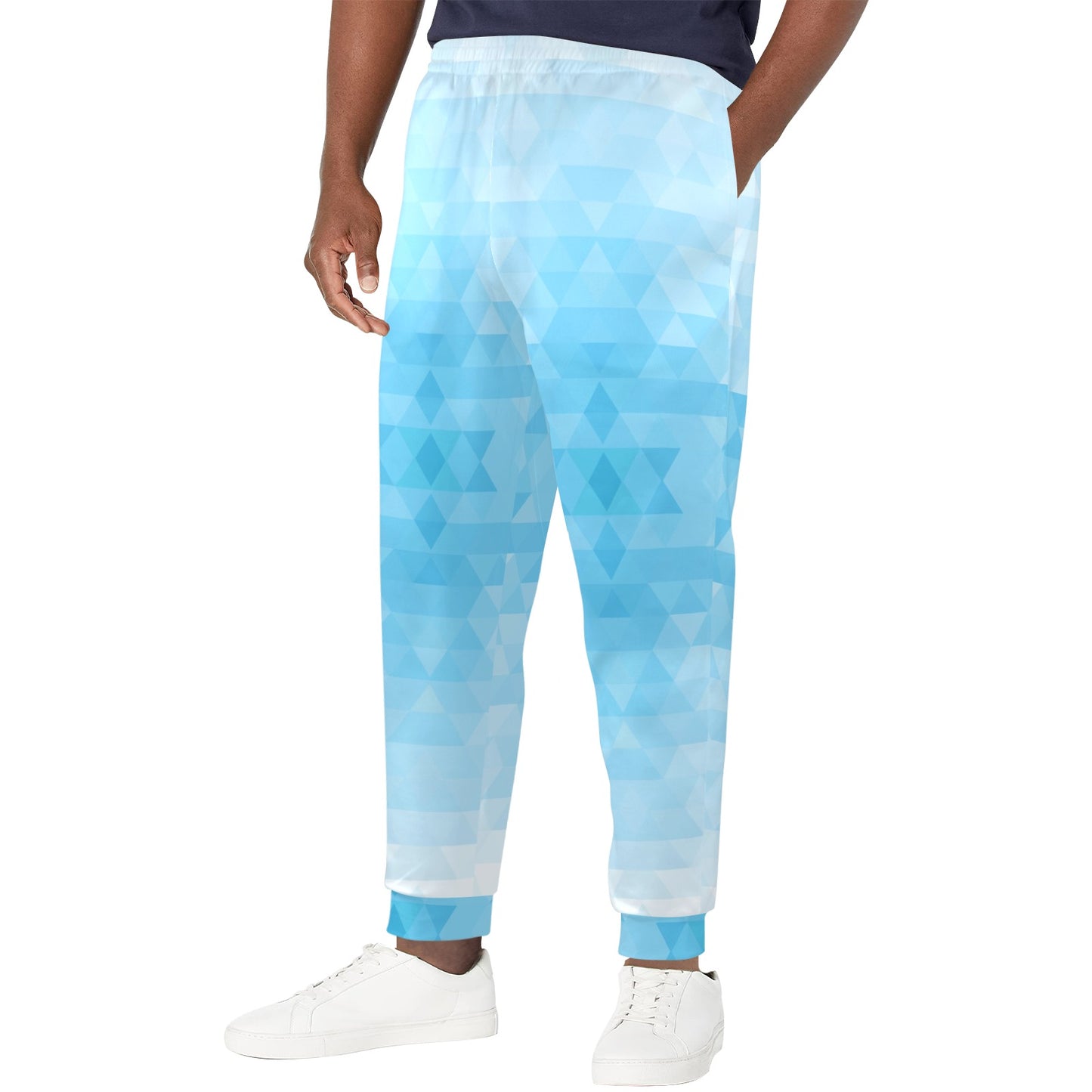 Geometric Blue Pattern Print Design 01 Men's Casual Track Pants