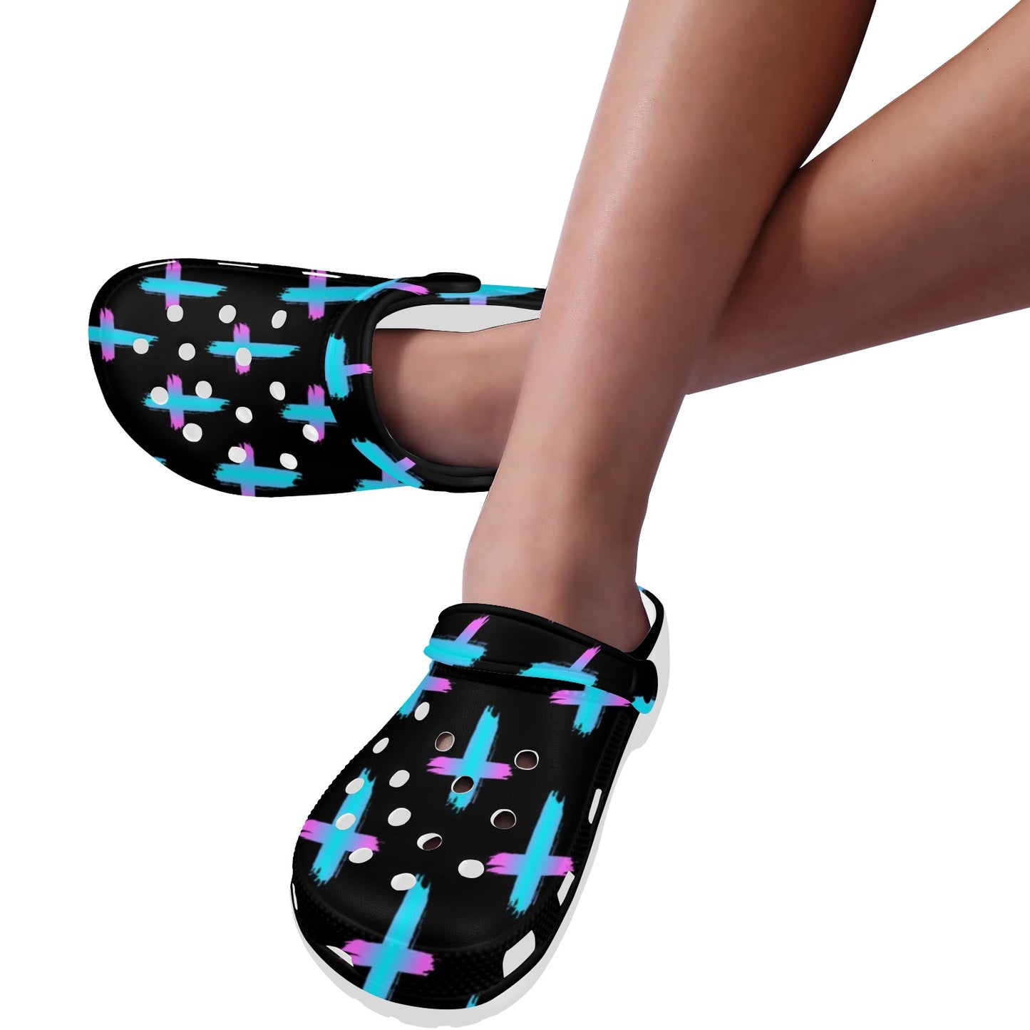 Christian Cross neon Pattern Unisex Clogs Shoes