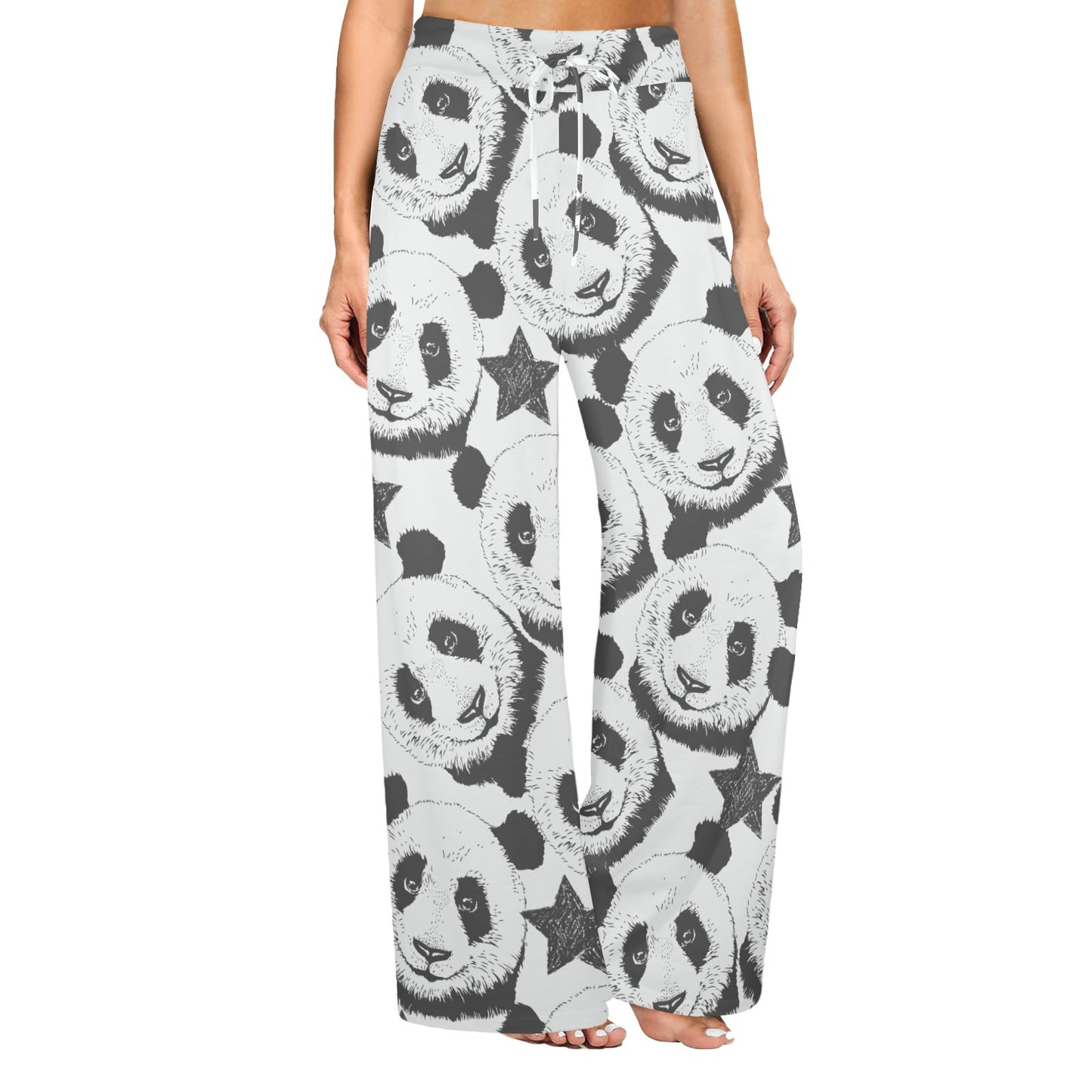Panda Pattern Print Design A02 Women's Wide Leg Lounge Pants