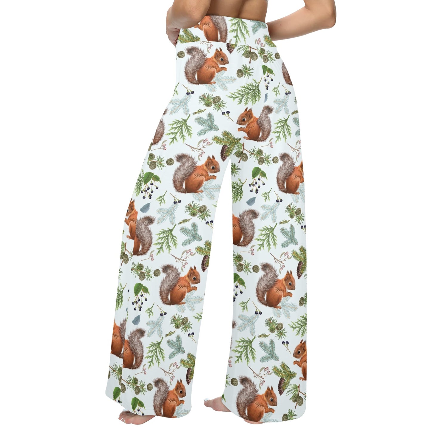 Squirrel Print Design LKS308 Women's Wide Leg Lounge Pants