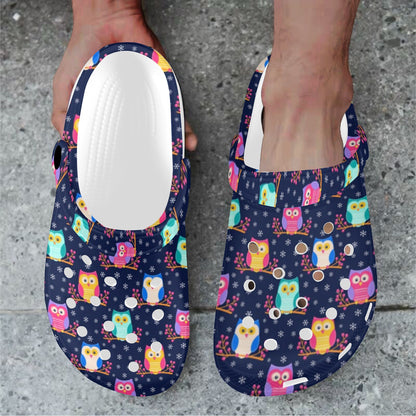 Owl Cute Themed Design Print Unisex Clogs Shoes