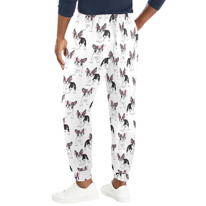 Boston Terrier Pattern Print Design 03 Men's Casual Track Pants