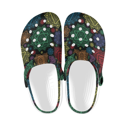 Chakra Mandala Print Pattern Unisex Clogs Shoes