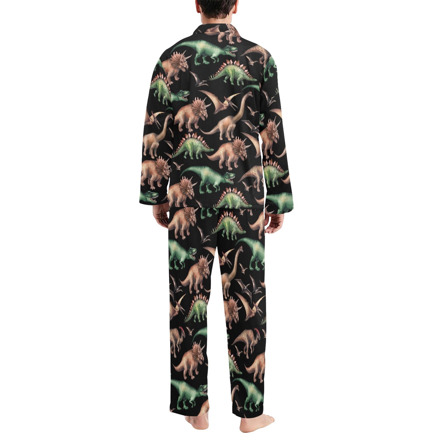 Dinosaur Print Pattern Men's Long Pajama Set