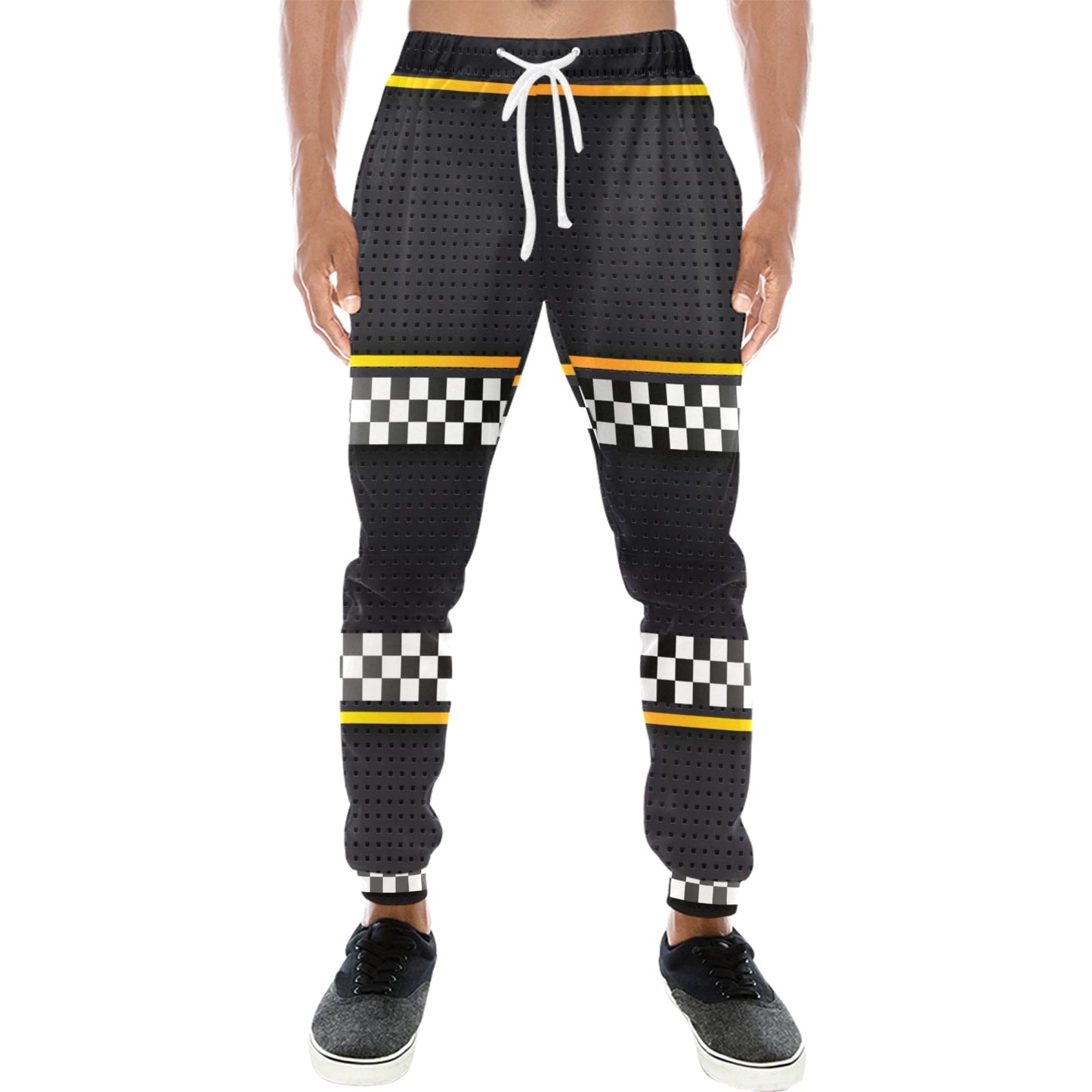 Checkered Flag Yellow Line Style Men's Sweatpants