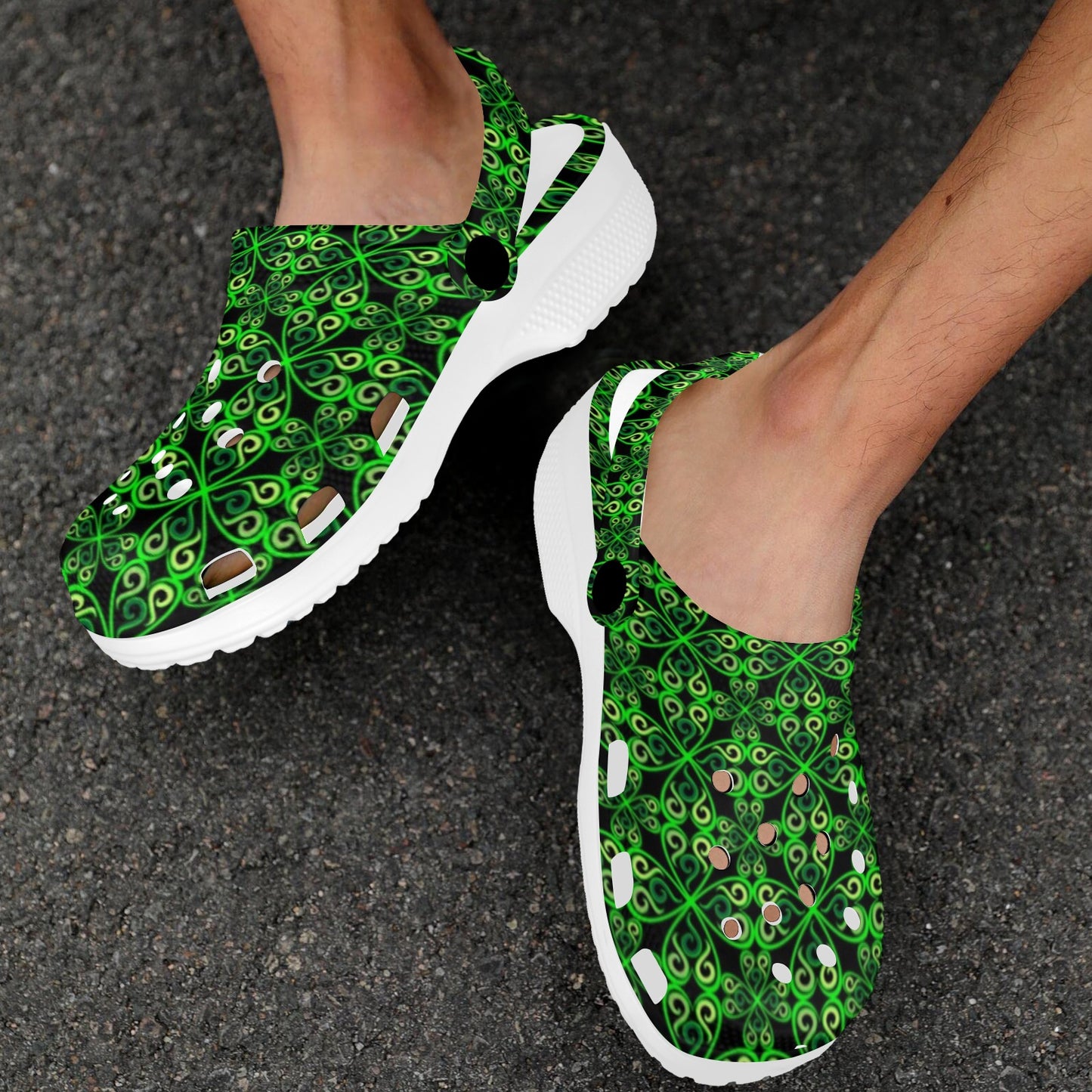 Celtic Green Neon Design Unisex Clogs Shoes