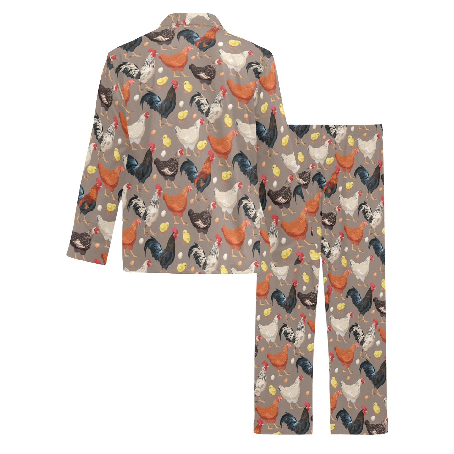 Chicken Evolution Pattern Men's Long Pajama Set