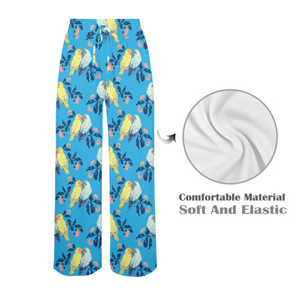 Lovebird Pattern Print Design 03 Women's Wide Leg Lounge Pants