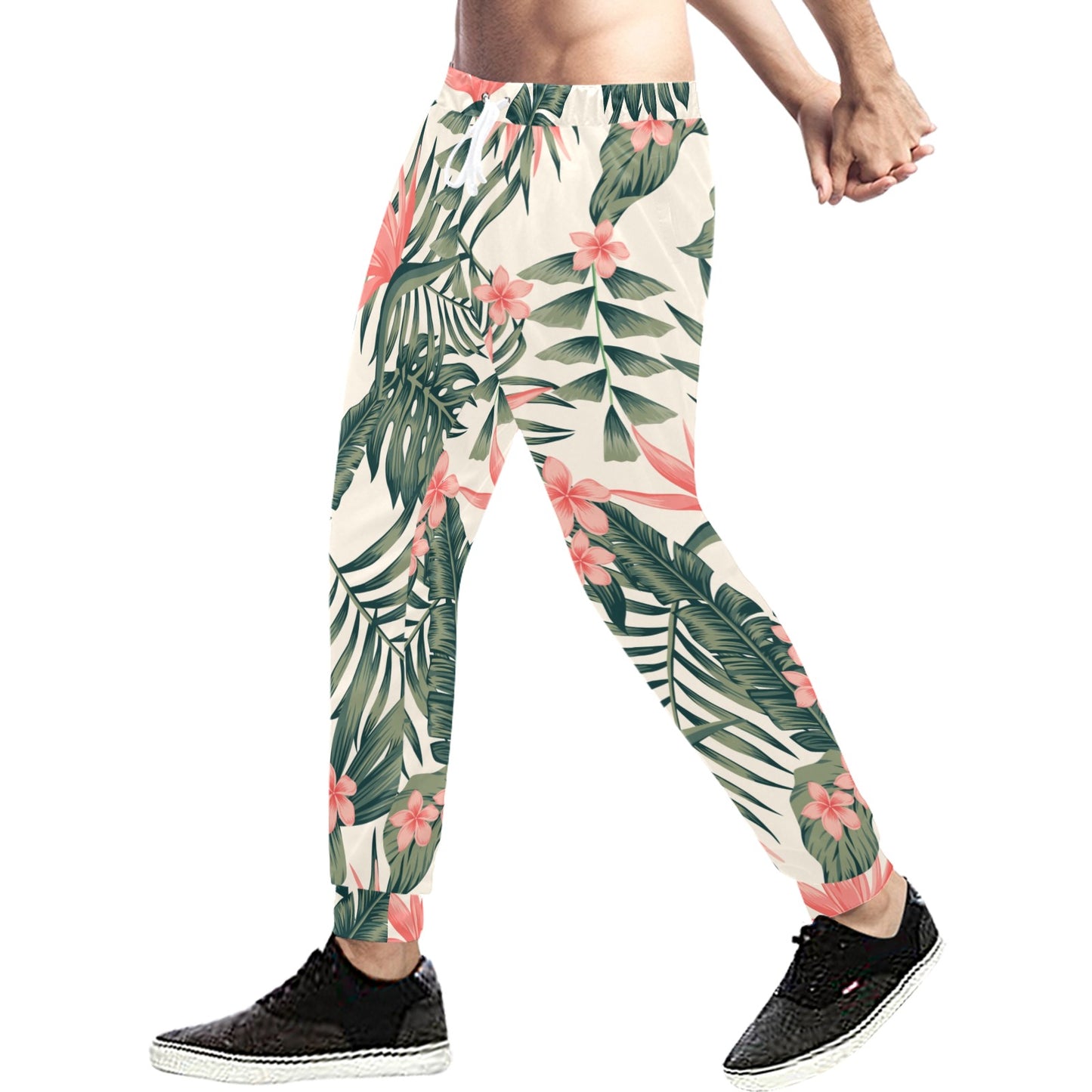 Tropical Flower Palm Leaves Men's Sweatpants