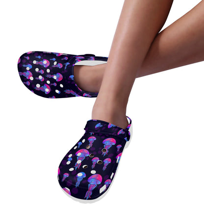 Jellyfish Neon Print Unisex Clogs Shoes