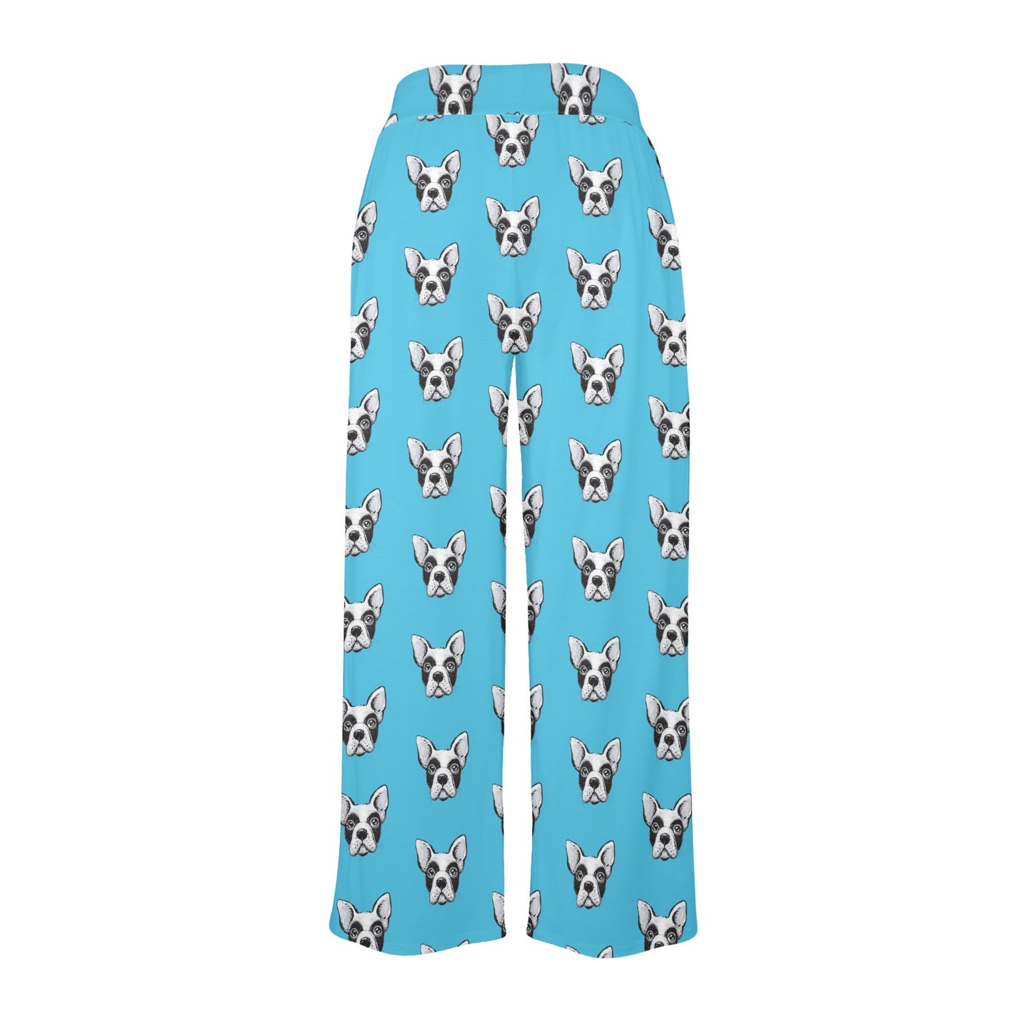 Boston Terrier Pattern Print Design 01 Women's Wide Leg Lounge Pants