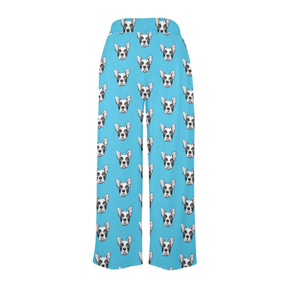 Boston Terrier Pattern Print Design 01 Women's Wide Leg Lounge Pants
