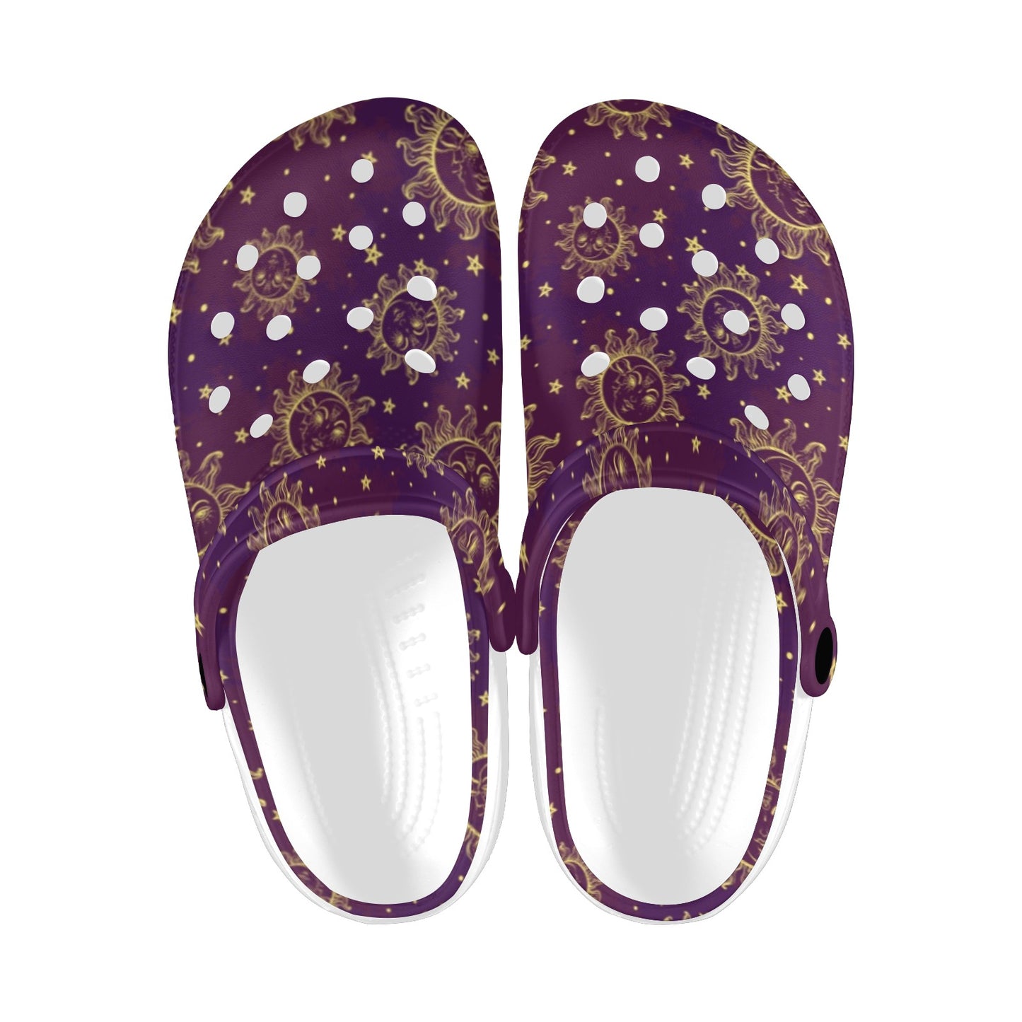 Sun Moon Star Design Themed Print Unisex Clogs Shoes