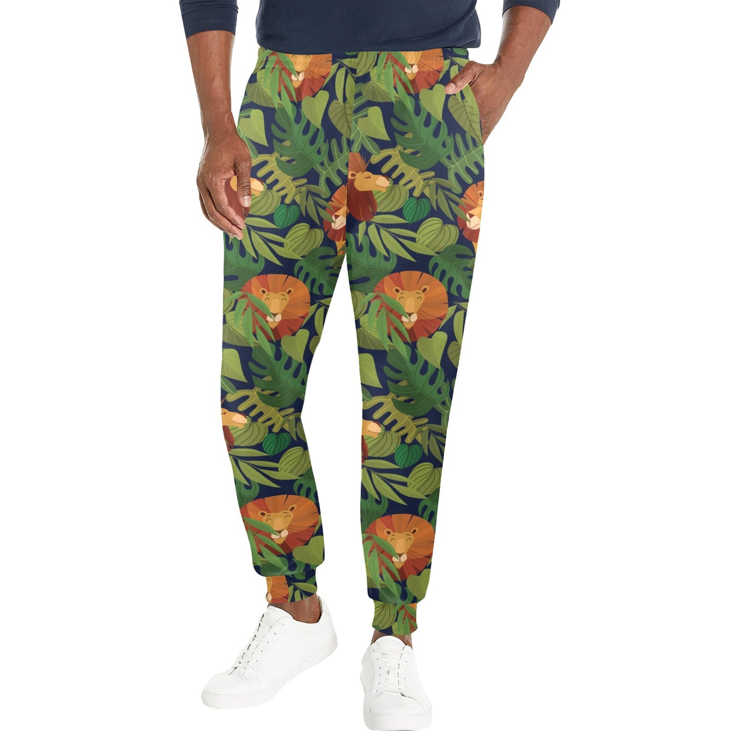 Lion Jungle Pattern Print Design 05 Men's Casual Track Pants