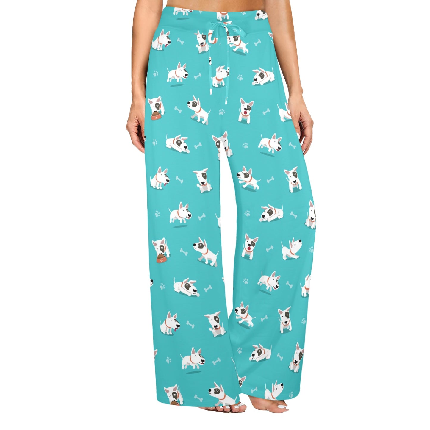 Bull Terriers Pattern Print Design 07 Women's Wide Leg Lounge Pants