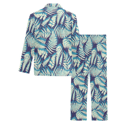Fern Leave Summer Print Pattern Men's Long Pajama Set