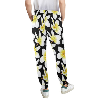 Yellow Plumeria Hawaiian Flowers Women's Casual Track Pants