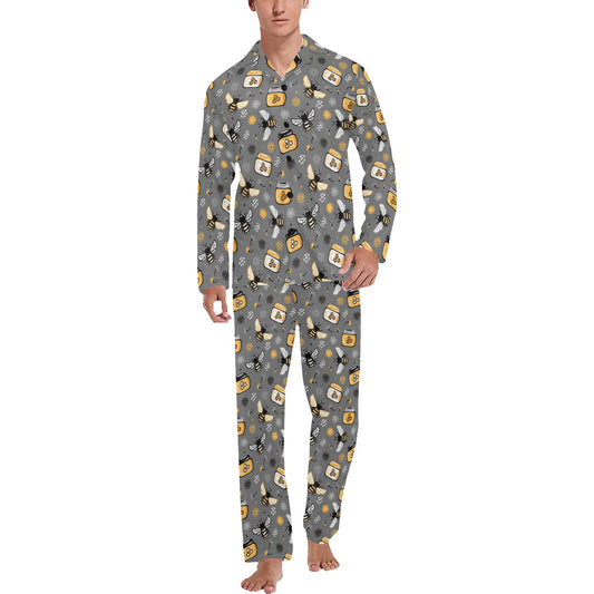 Honey Bee Print Design LKS301 Men's Long Pajama Set