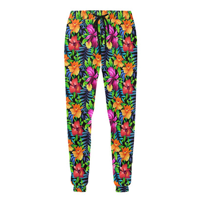 Tropical Folower Colorful Print Men's Sweatpants
