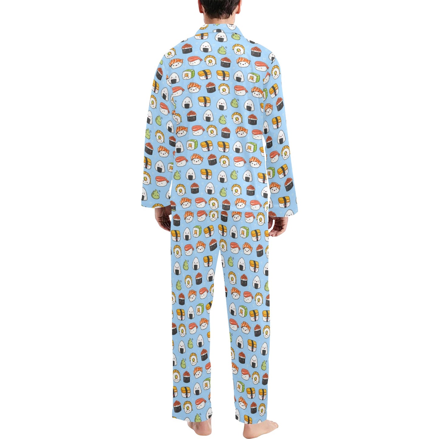 Sushi Cartoon Design Men's Long Pajama Set