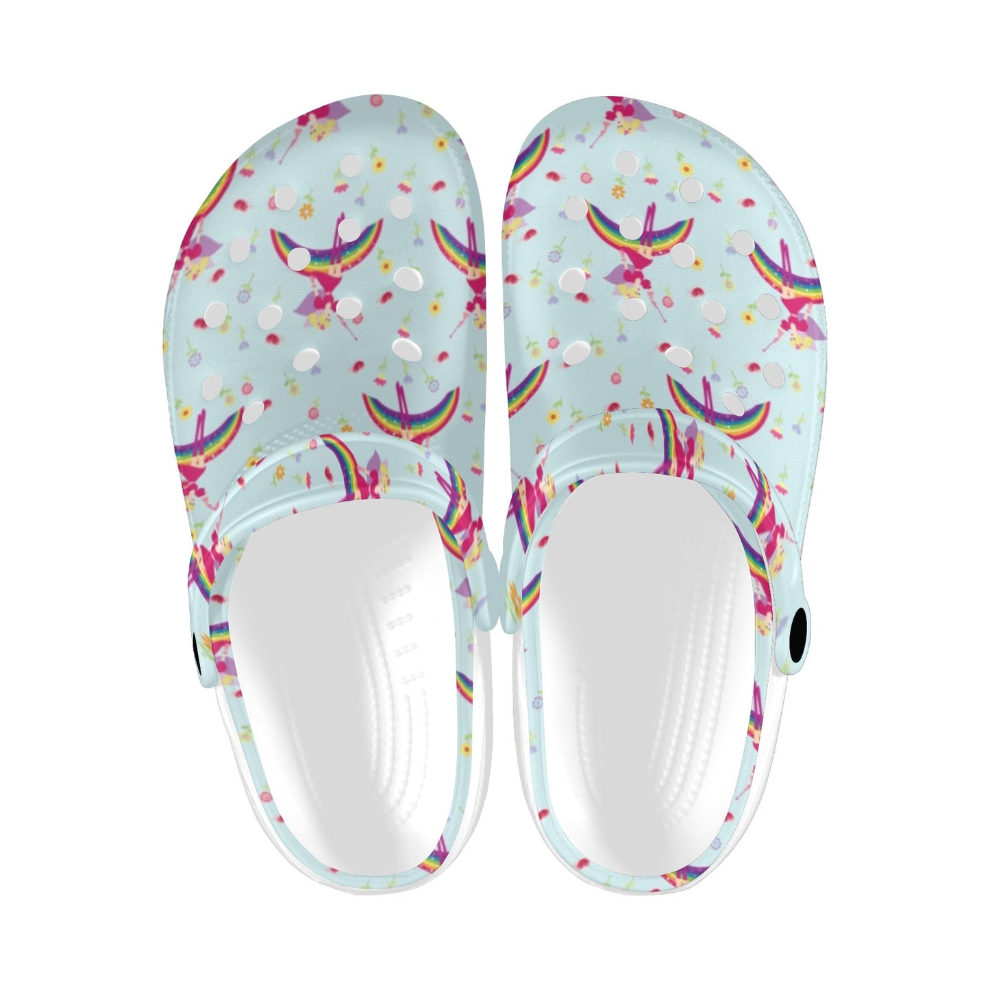 Fairy with Rainbow Print Pattern Unisex Clogs Shoes